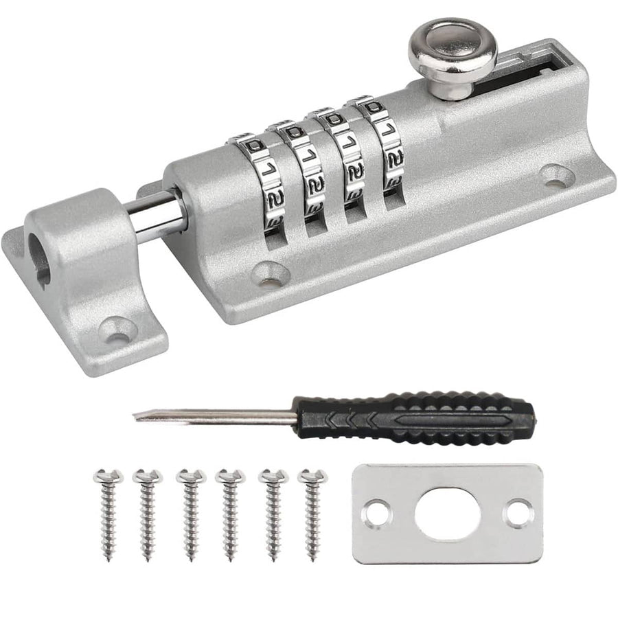 Waterproof Combination Bolt Lock for Outdoor Doors - Grey