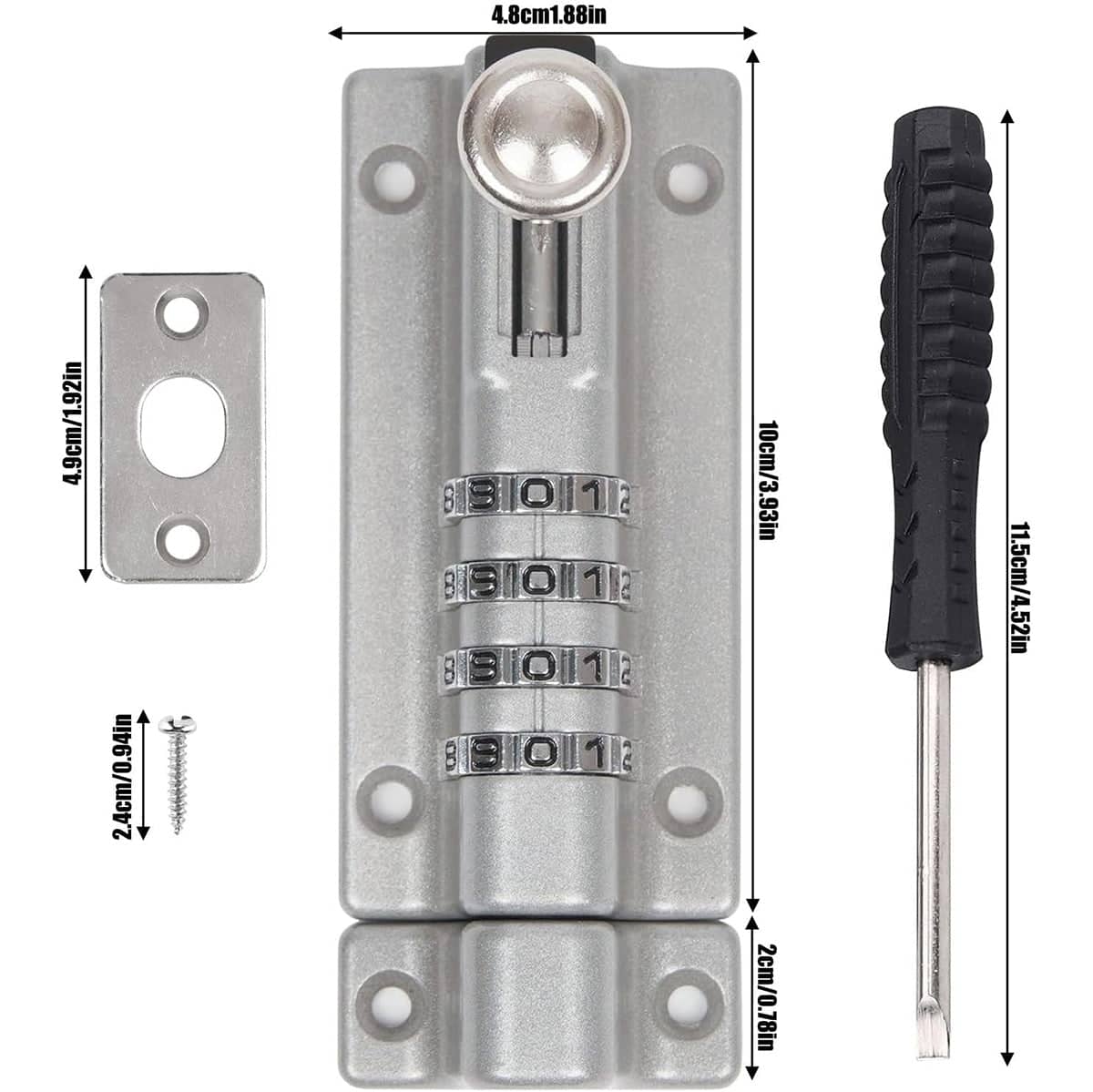 Waterproof Combination Bolt Lock for Outdoor Doors - Grey - view 4