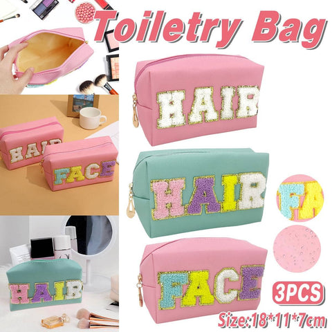 Waterproof Cosmetic Bag Set, 3 Piece - Large Capacity Toiletry Organiser
