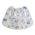 Waterproof Cotton Baby Bibs, Pack of 3 with Cute Prints - Light Blue