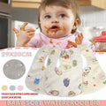 Waterproof Cotton Baby Bibs, Pack of 3 with Cute Prints - Light Blue - view 2