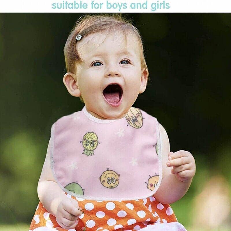 Waterproof Cotton Baby Bibs, Pack of 3 with Cute Prints - Light Blue - view 4