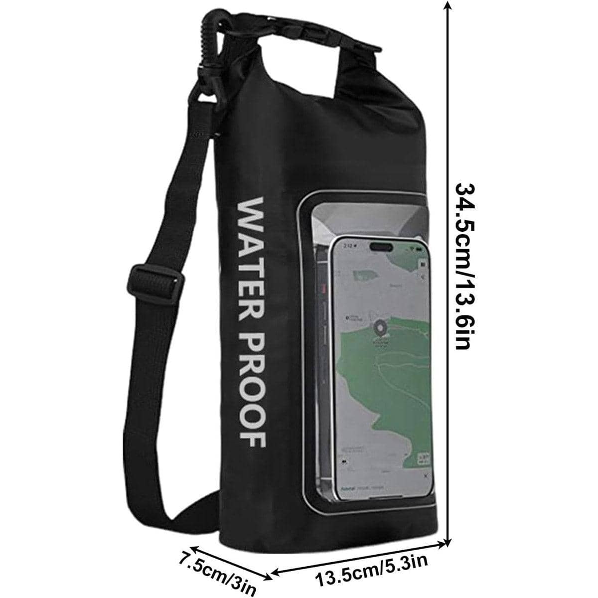 Waterproof Crossbody Bag with Adjustable Strap - Black - view 4