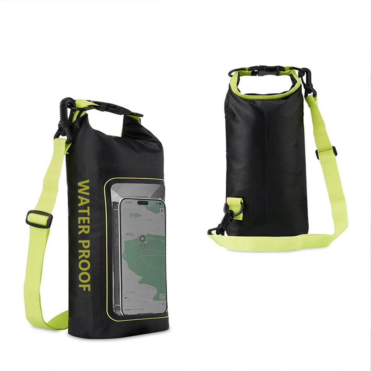 Waterproof Crossbody Bag with Adjustable Strap - Black and Green