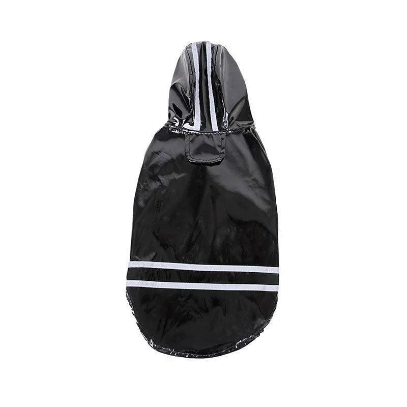 Waterproof Dog Raincoat with Hood and Reflective Stripes - Black, XL (Chest 54 cm)