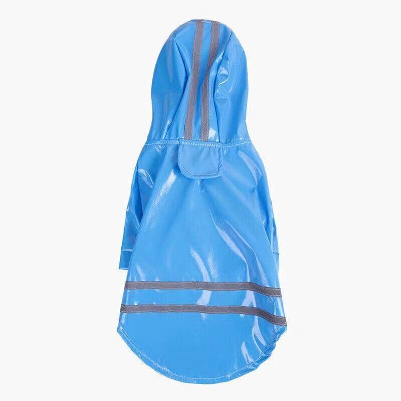 Waterproof Dog Raincoat with Hood and Reflective Stripes - Blue, XL (Chest 54 cm)