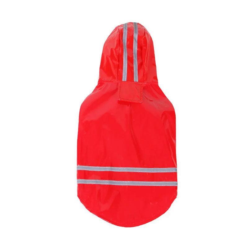 Waterproof Dog Raincoat with Hood and Reflective Stripes - Red, XL (Chest 54 cm)