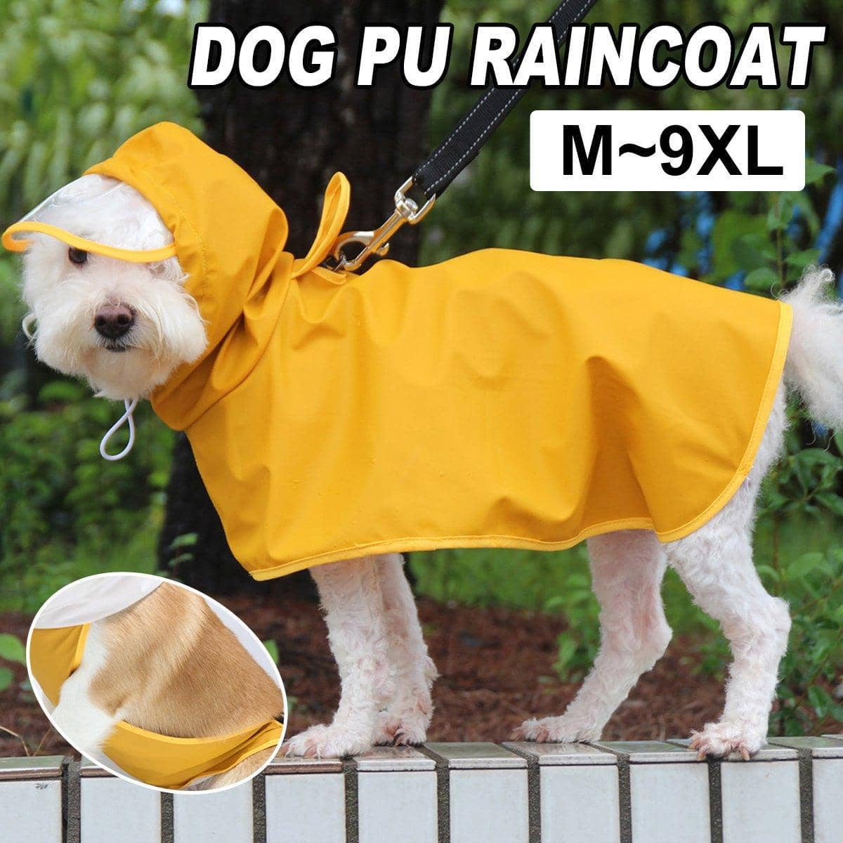 Waterproof Dog Raincoat with Hood - Yellow, Size 8XL (Dog Back Length 68 cm) - view 2
