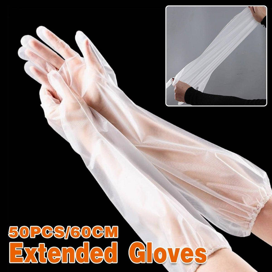 Waterproof Extended Arm Cleaning Gloves 60 cm, Pack of 50