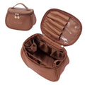 Waterproof Faux Leather Makeup Organiser Bag - Brown
