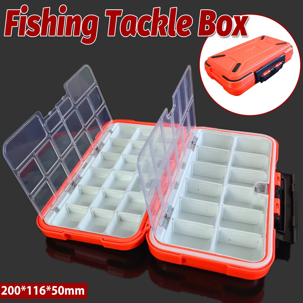 Waterproof Fishing Tackle Box with 30 Compartments