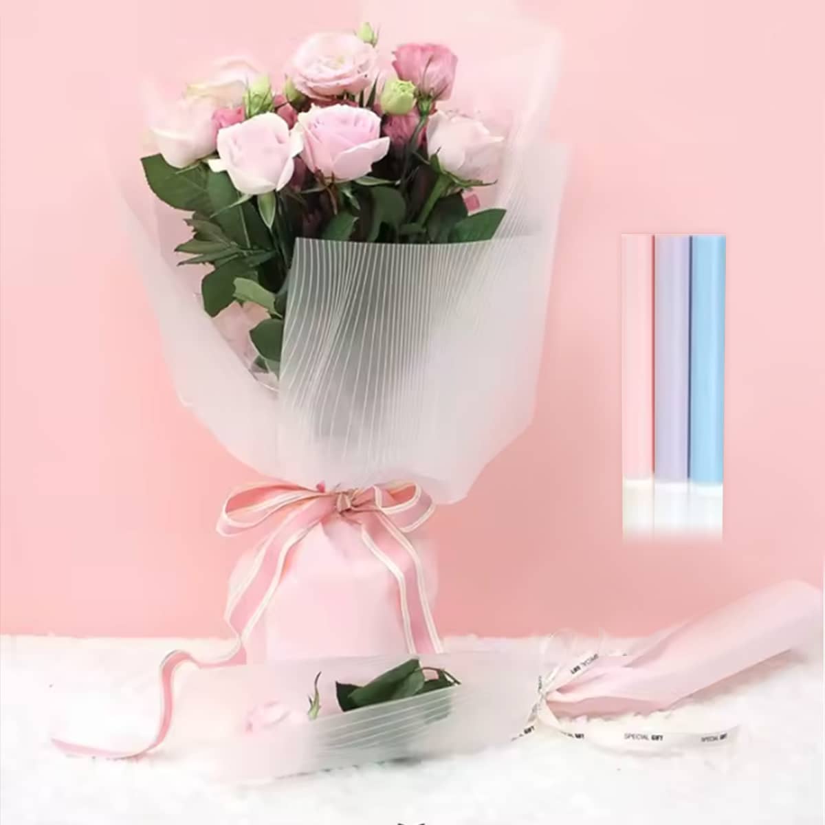 Waterproof Flower Wrapping Paper, 57 x 57 cm Sheets, Pack of 20 - Light Blue - view 5