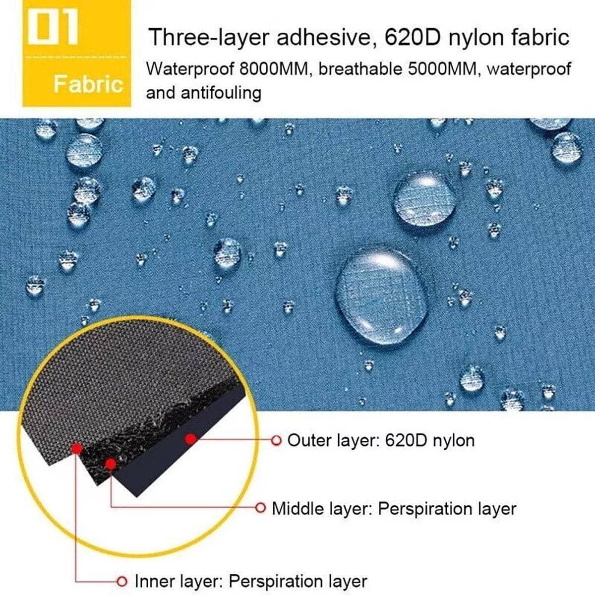 Waterproof Hiking Gaiters, 620D Nylon - Black, Size L (Front Height 35 cm) - view 4