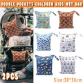 Waterproof Nappy Wet Bags with Double Zipper, Pack of 2 - Brown Arch Print - view 2