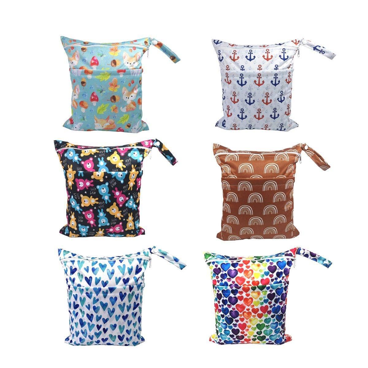 Waterproof Nappy Wet Bags with Double Zipper, Pack of 2 - Brown Arch Print - view 3