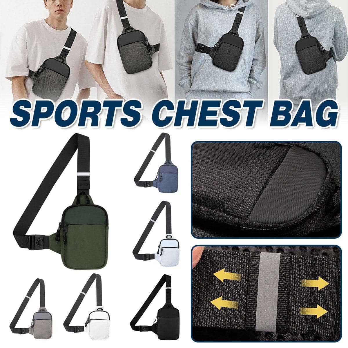 Waterproof Nylon Mini Chest Bag for Sports and Travel - Black - view 2