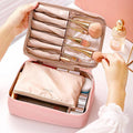 Waterproof Nylon Travel Cosmetic Bag, Large 23 x 8 x 16.8 cm - Pink - view 5