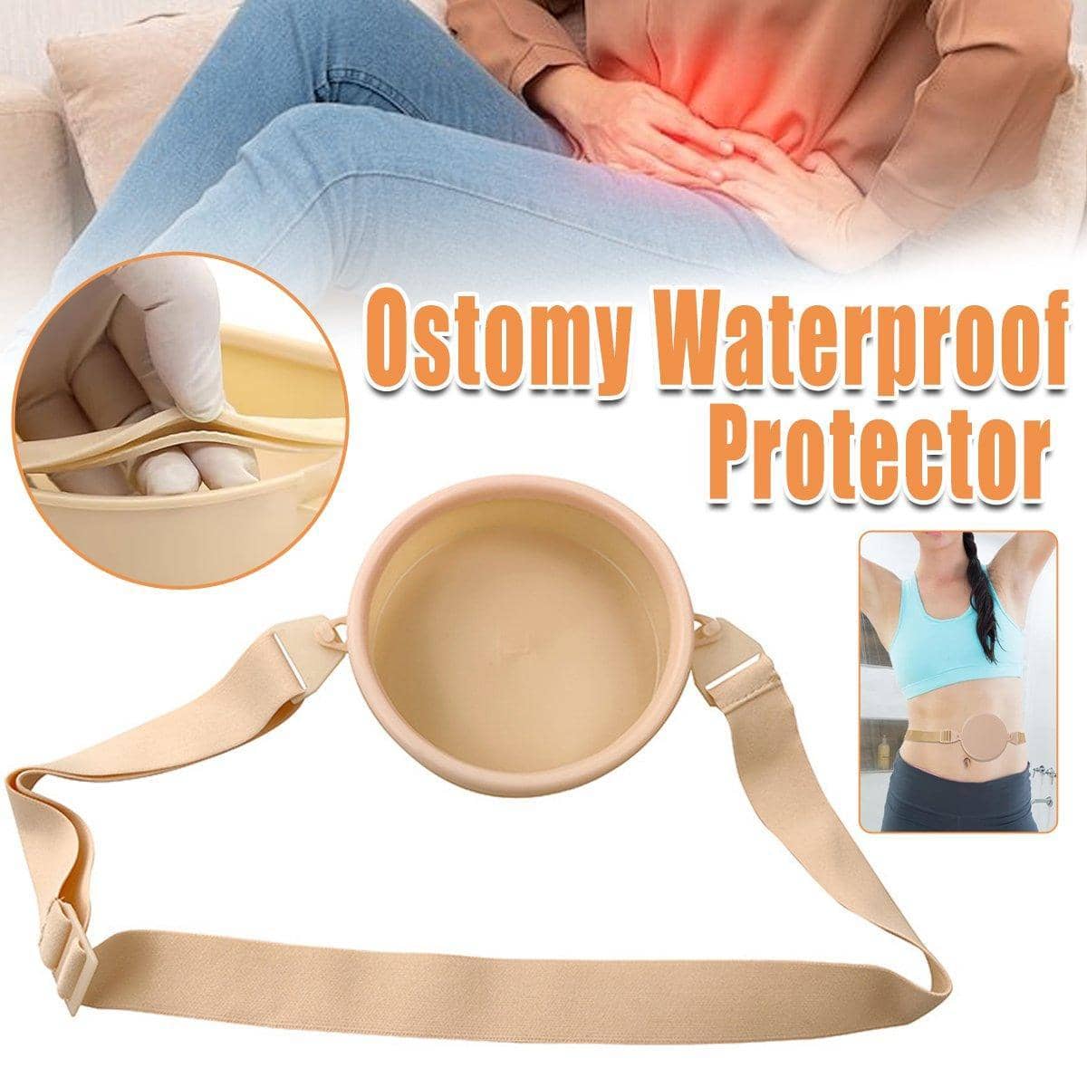 Waterproof Ostomy Protector for Bath and Shower, Adjustable Belt