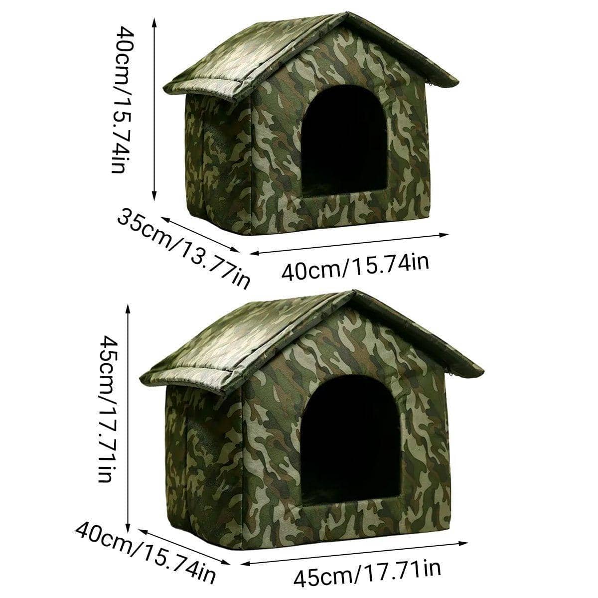 Waterproof Outdoor Cat and Small Dog House, Camouflage - Medium (40 x 35 x 40 cm) - view 3