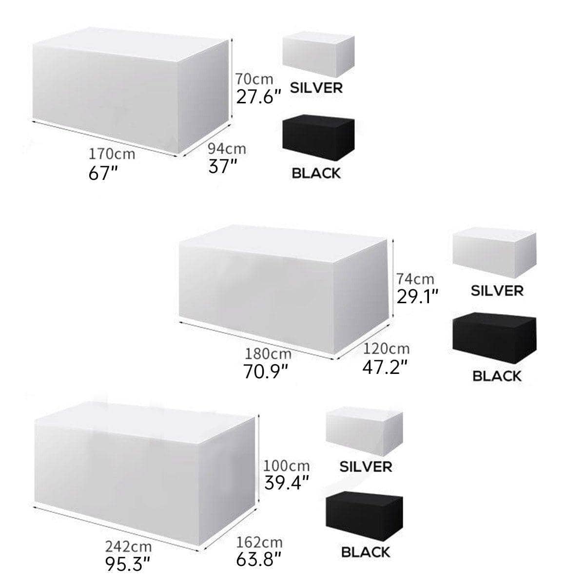 Waterproof Outdoor Garden Furniture Cover - Silver, 170 x 94 x 70 cm - view 4