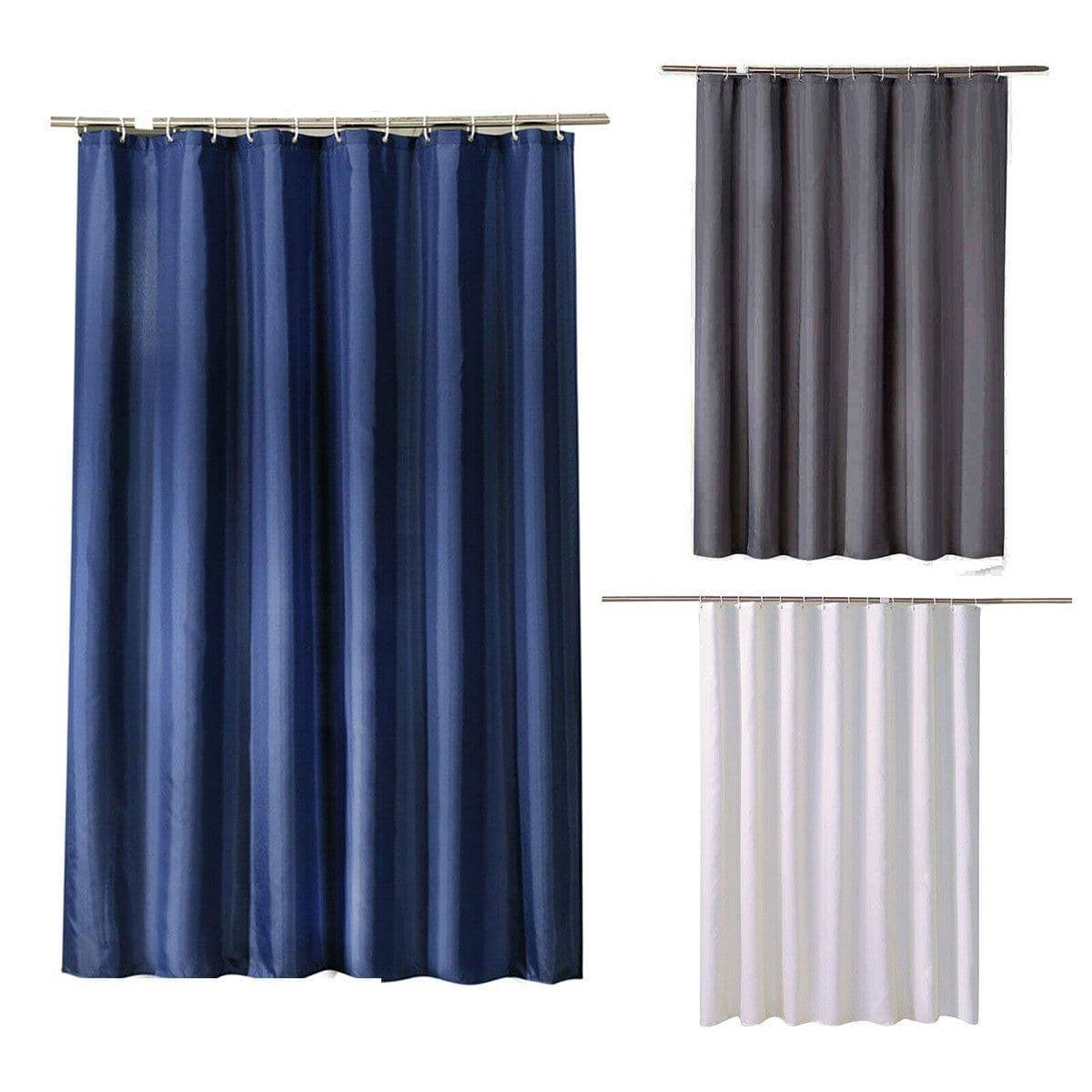 Waterproof Polyester Shower Curtain with 12 Hooks, 180 x 200 cm - Grey - view 3