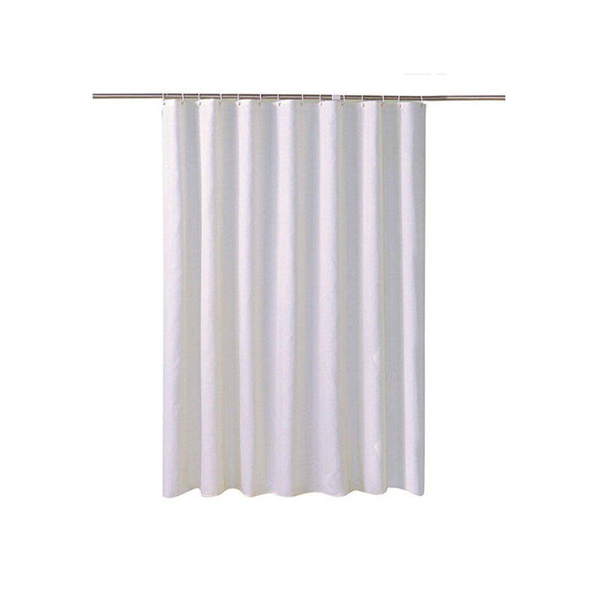 Waterproof Polyester Shower Curtain with 12 Hooks, 180 x 200 cm - White