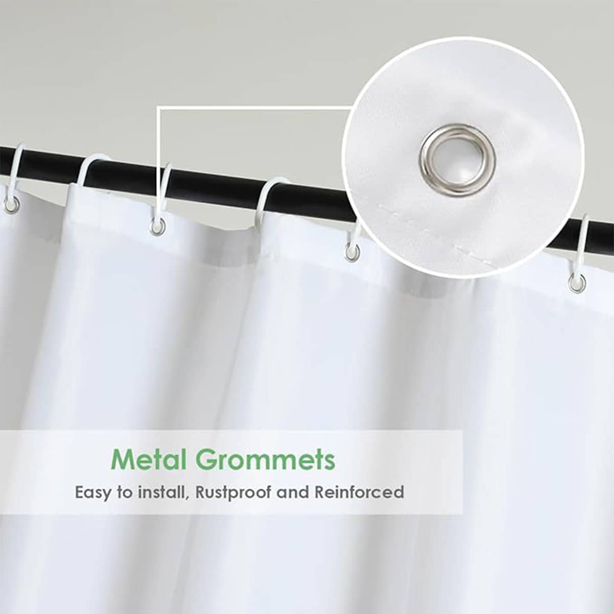Waterproof Polyester Shower Curtain Liner, White, 180 x 180 cm - view 4