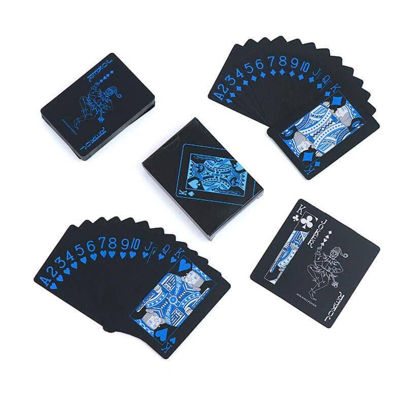 Waterproof PVC Plastic Playing Cards, 54 Card Poker Deck - Black and Blue