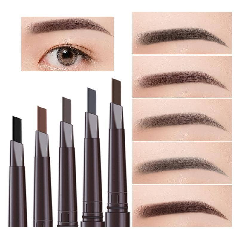 Waterproof Retractable Eyebrow Pencil with Slant Tip and Brush - Black - view 4
