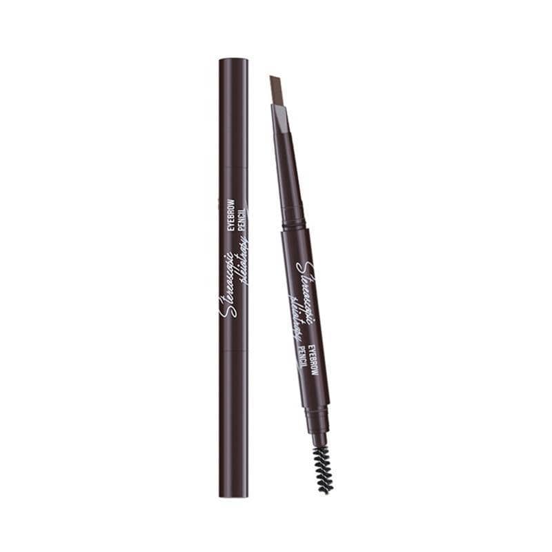 Waterproof Retractable Eyebrow Pencil with Slant Tip and Brush - Light Brown
