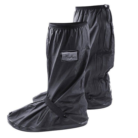 Waterproof Reusable Rain Shoe Covers, Anti-Slip - Black, Size L (Sole 30.5 cm)