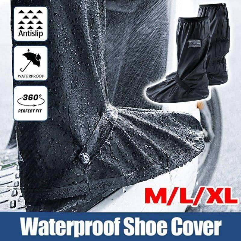 Waterproof Reusable Rain Shoe Covers, Anti-Slip - Black, Size XL (Sole 31.5 cm) - view 2