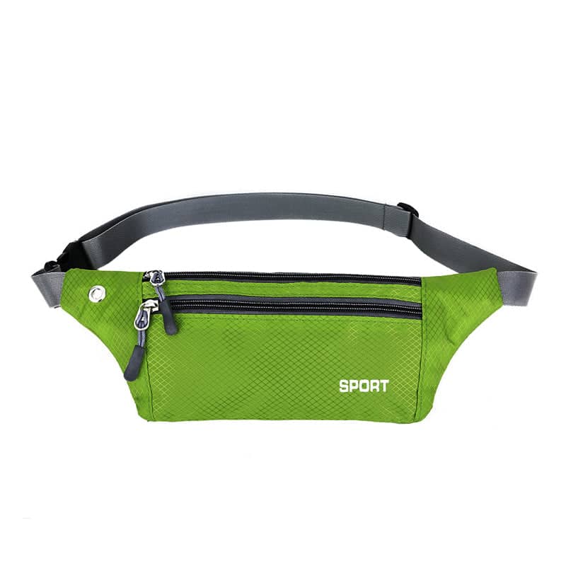 Waterproof Running Belt Bum Bag with Zip Pouch, 33 x 21 x 10cm - Light Green