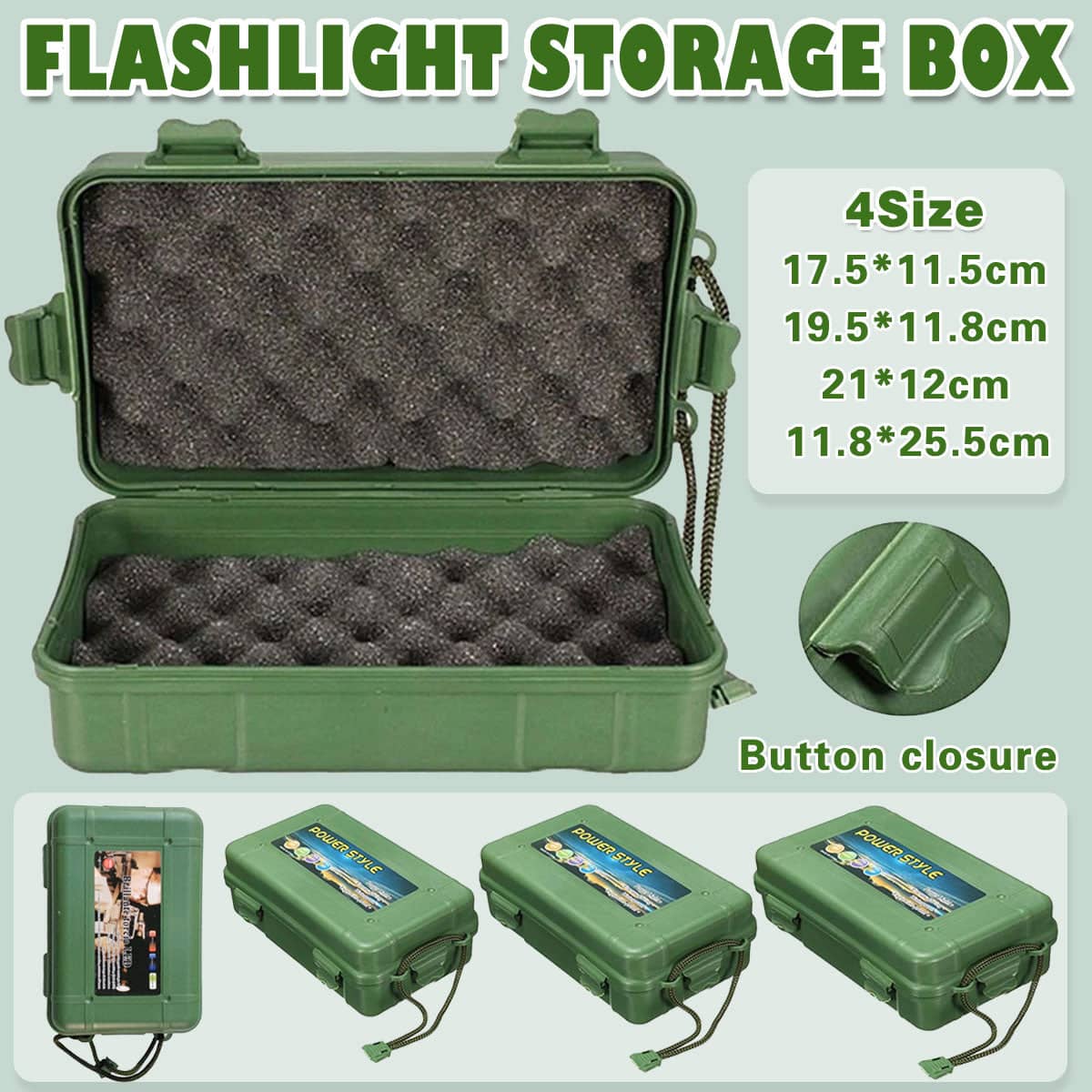 Waterproof Shockproof Airtight Outdoor Survival Storage Case - 21 cm, Army Green - view 2