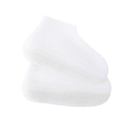 Waterproof Silicone Shoe Covers Non-Slip Rain Overshoes - White