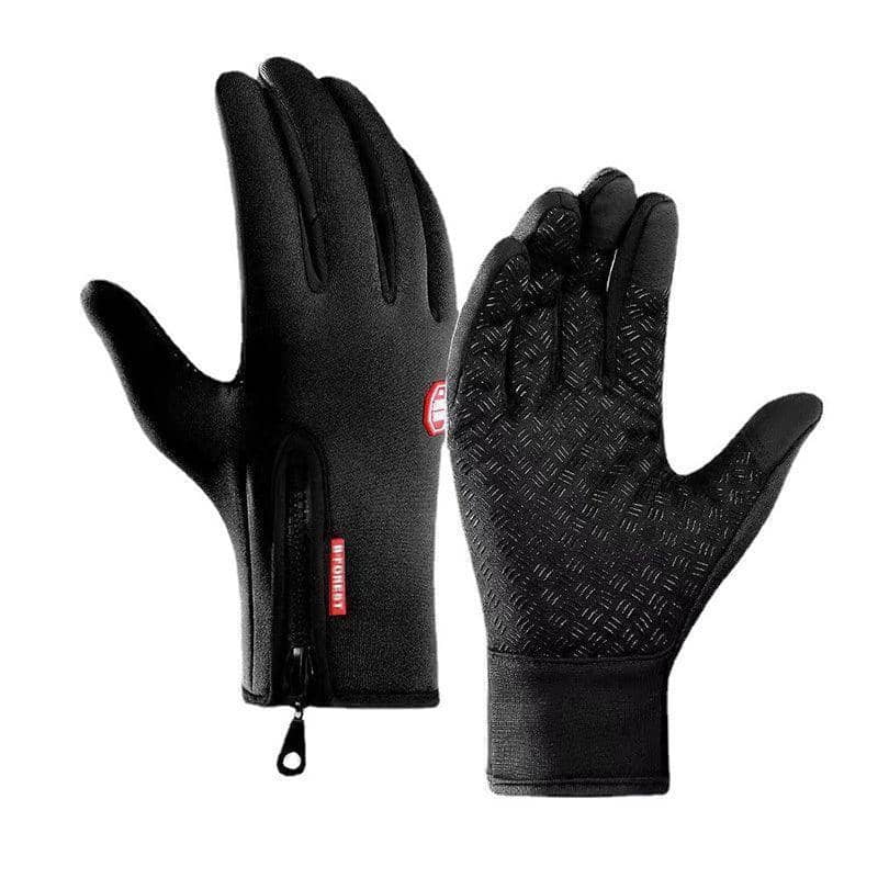 Waterproof Touchscreen Cycling Gloves Full Finger - Black, Small (Palm Width 9 cm, Length 22.5 cm)