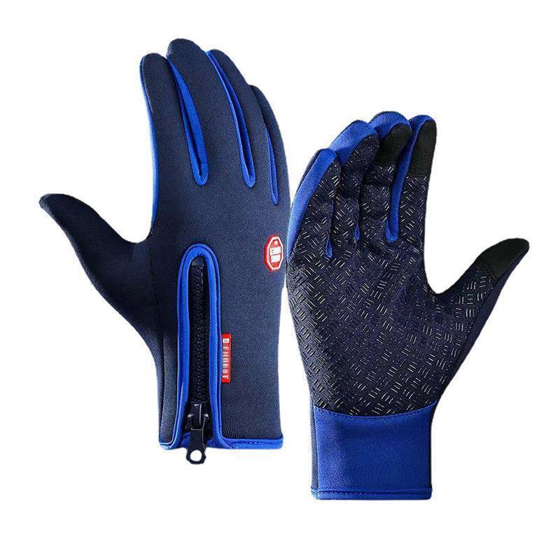 Waterproof Touchscreen Cycling Gloves Full Finger - Blue, Small (Palm Width 9 cm, Length 22.5 cm)