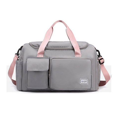 Waterproof Travel Duffle Bag with Shoe Compartment - Grey