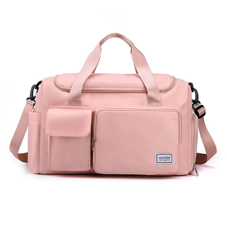 Waterproof Travel Duffle Bag with Shoe Compartment - Pink