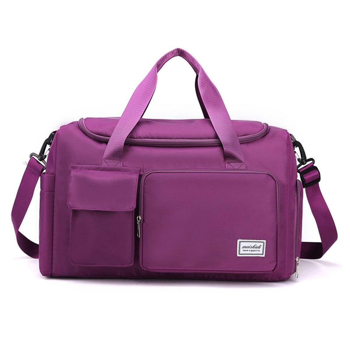 Waterproof Travel Duffle Bag with Shoe Compartment - Purple