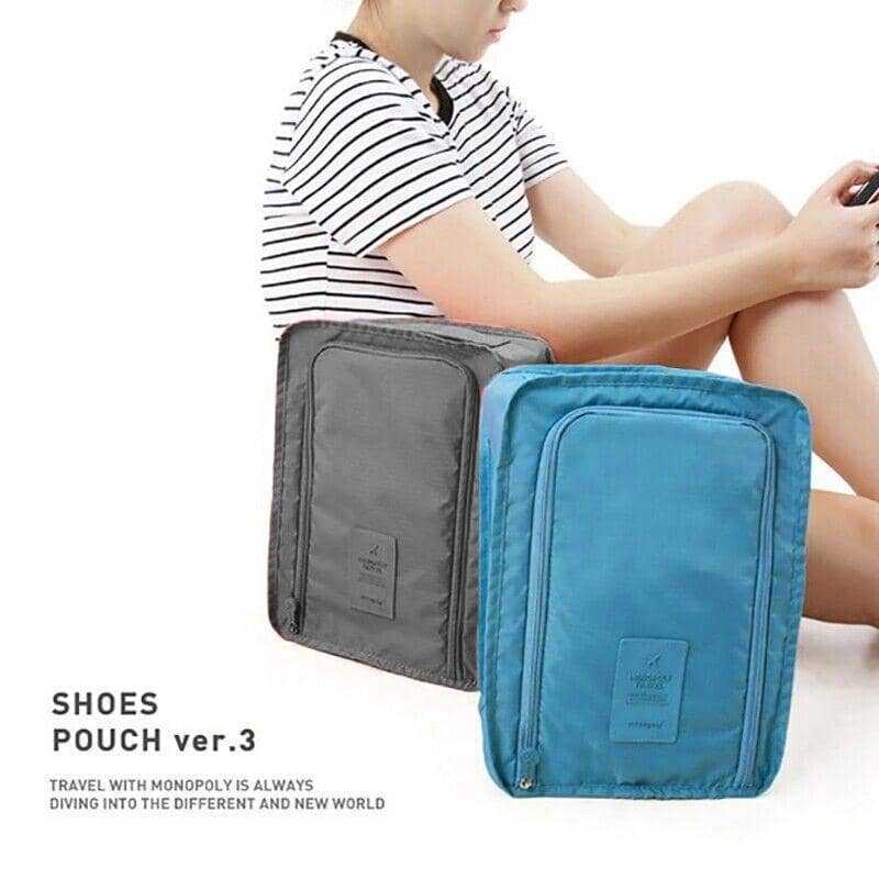 Waterproof Travel Shoe Pouch, Oxford Cloth - Light Blue - view 4