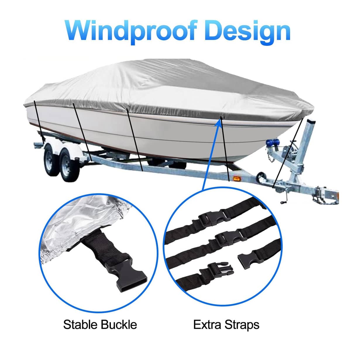 Waterproof V-Hull Yacht Boat Cover 210D Oxford Dust and Sun Protection - view 4