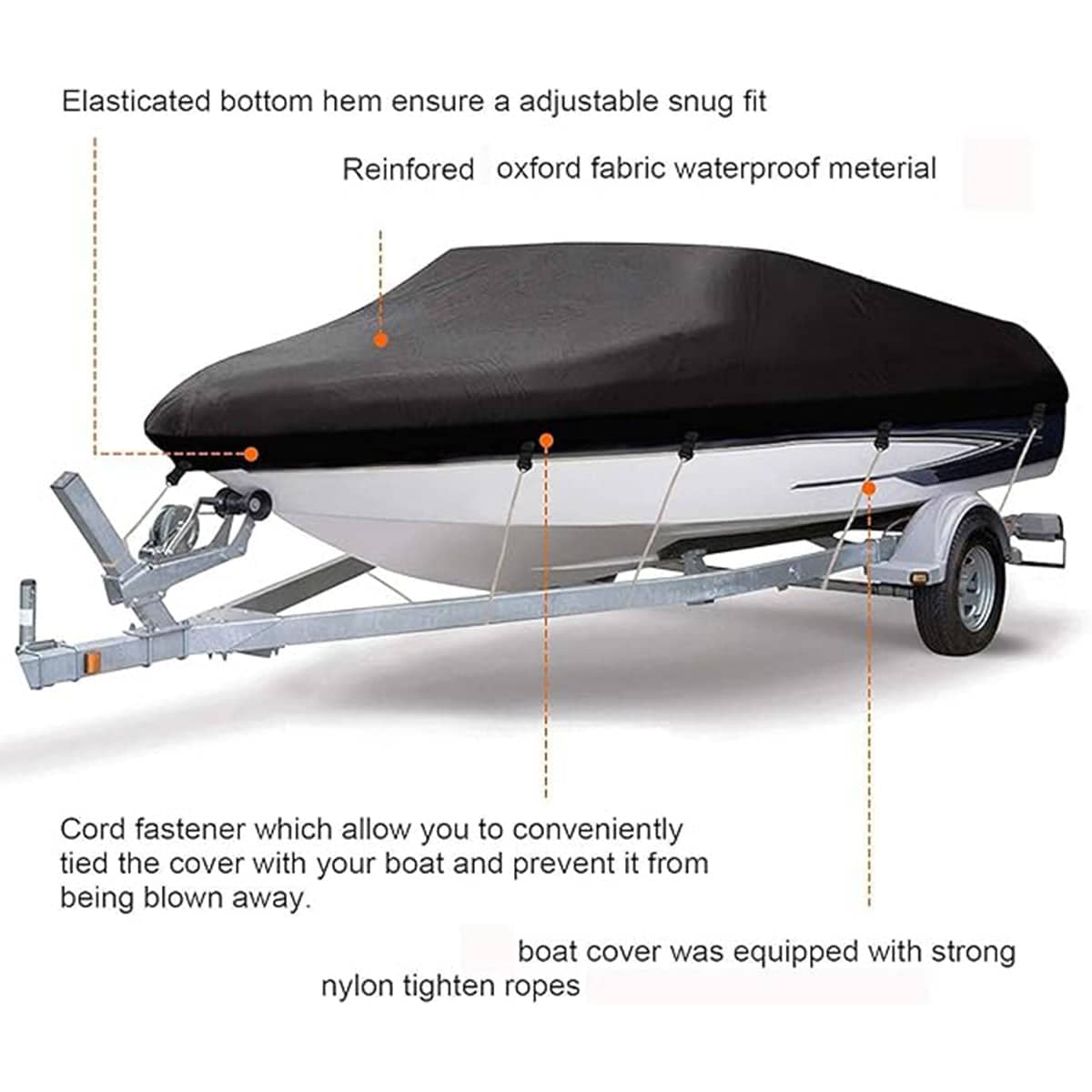 Waterproof V-Shaped Boat Cover, 190T Polyester - 700 x 320 cm - view 5