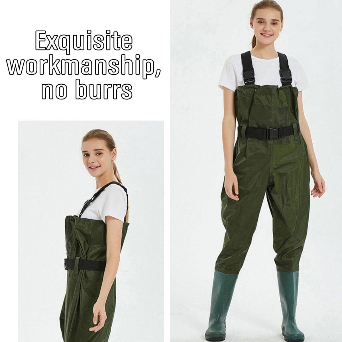 Waterproof Wading Pants with Boots - Army Green, Size 46 (Pants Length 132 cm) - view 5