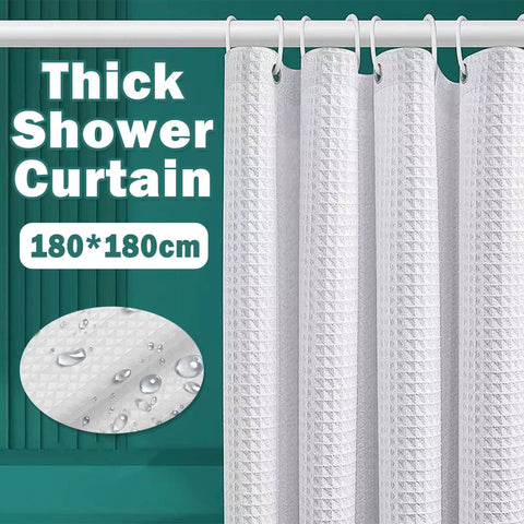 Waterproof Waffle Shower Curtain - White, 180 x 180 cm