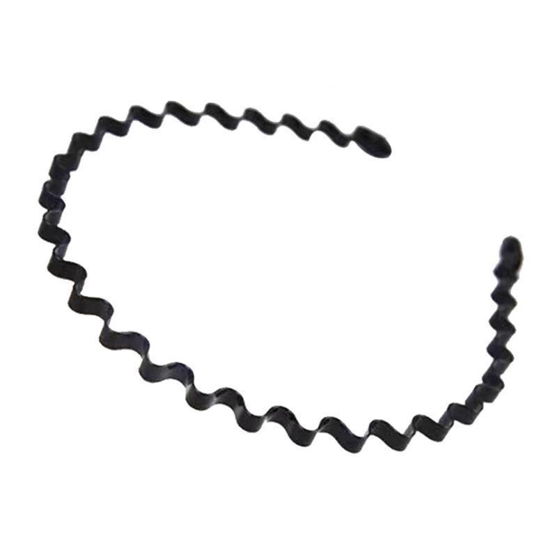 Wavy Metal Hoop Headband - Black, Pack of 5 - view 3