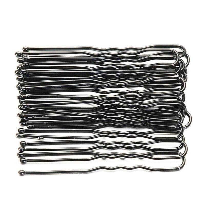 Wavy U Shaped Bun Hairpins 6 cm - Black, Pack of 100