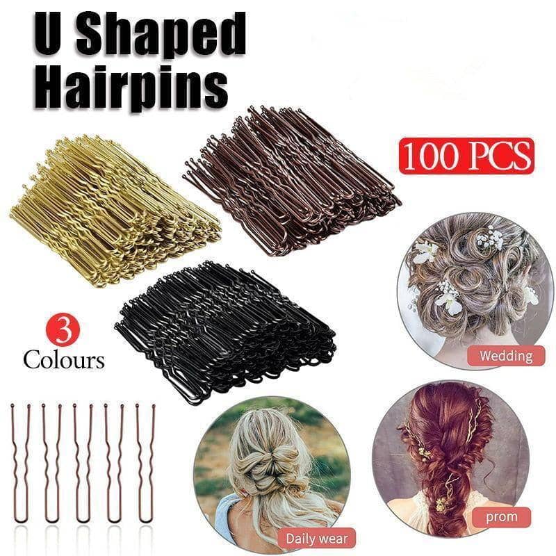 Wavy U Shaped Bun Hairpins 6 cm - Black, Pack of 100 - view 2
