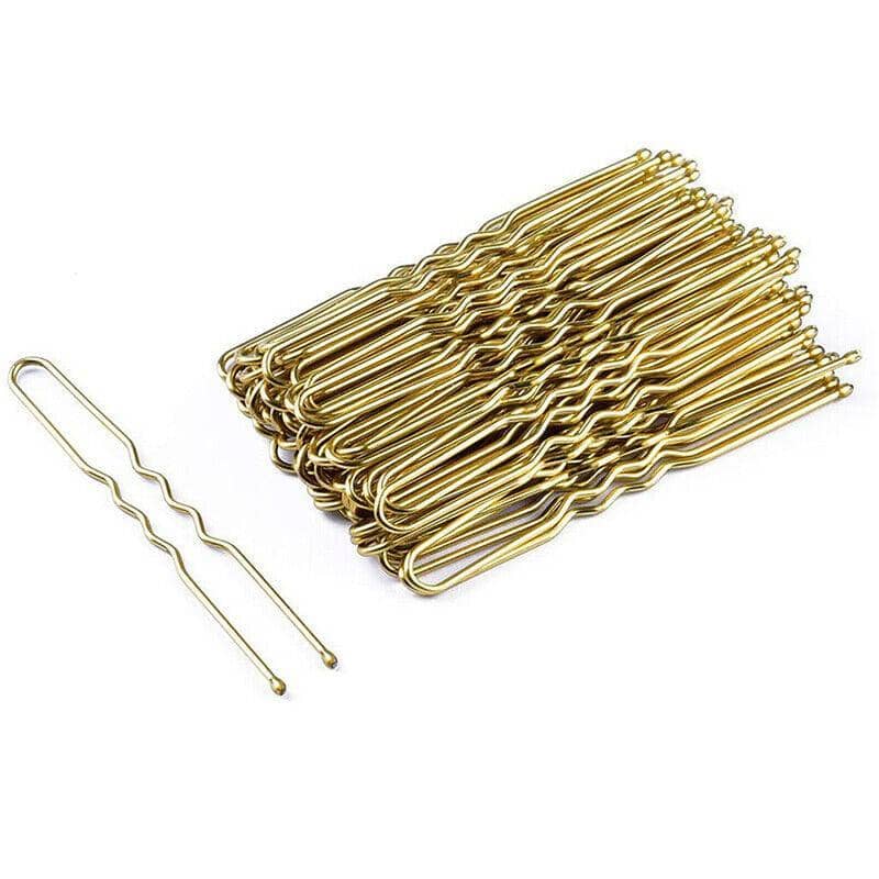 Wavy U Shaped Bun Hairpins 6 cm - Gold, Pack of 100