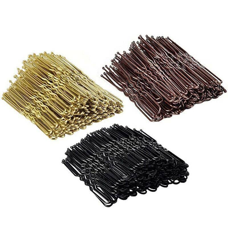 Wavy U Shaped Bun Hairpins 6 cm - Gold, Pack of 100 - view 3